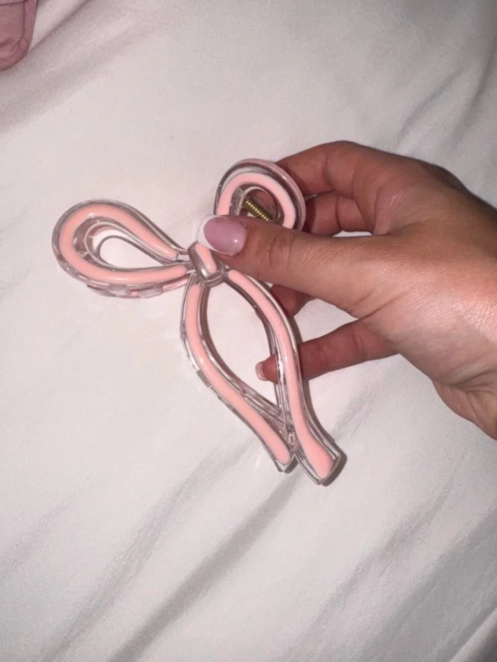 Pink bow hair clip